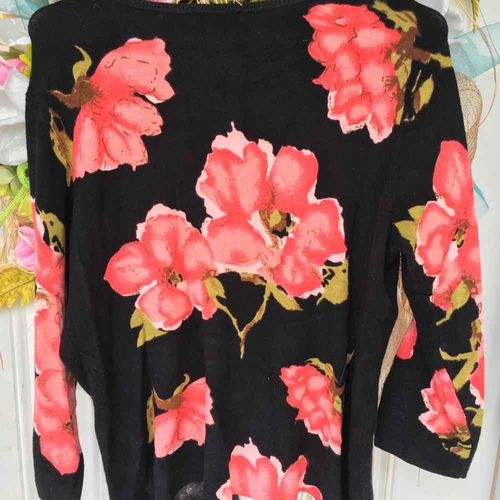 ELIZABETH New York Vintage Beaded Floral Print Cardigan size M EUC - Picture 4 of 12